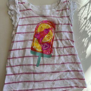 POPSICLE STRIPED RUFFLE SLEEVES T-SHIRT